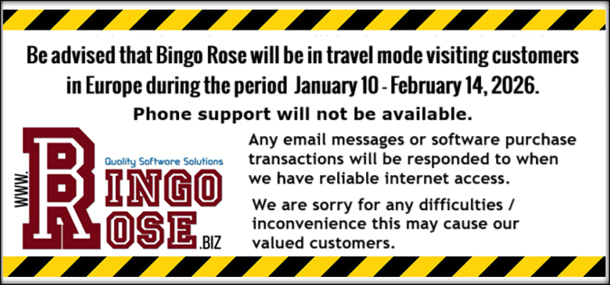 Bingo Rose roadtrip January / February 2026
